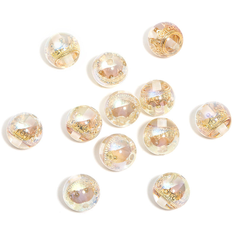 Wholesale 100pcs 16mm high transparent embedded crown resin round beads heavy industry DIY loose beadseads